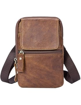 Zhhlinyuan dauerhaft Mens Women Lightweight Soft Small Zipper Adjustable First Cowhide Leather Crossbody Shoulder...