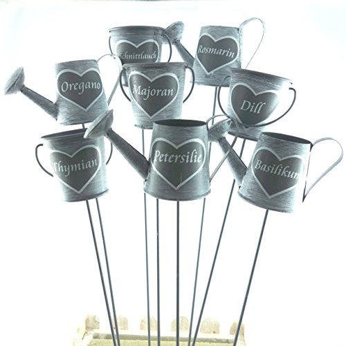 Metall Kräuterschilder mit 8 verschiedenen Gewürznamen. 8 Stück