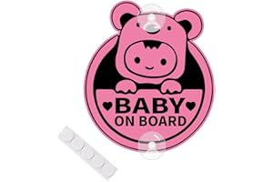 Leniutor Autocollant bébé à bord pour voitures, mignon koala en PVC avec ventouse pour enfants à bord, panneau d'avertissement de sécurité pour fenêtre latérale arrière de voiture (ventouse rose)