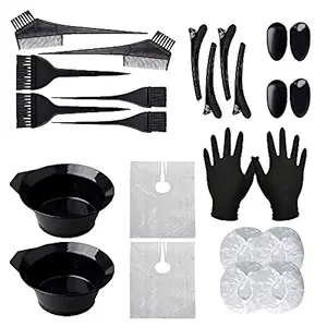 24 Pieces Hair Dye Coloring Kit, Hair Tinting Bowl, Ear Cover, Hair Dye Comb, Dye Brush, Hair Clips, Gloves, Shower Cap, Shawl, for DIY Salon Hair Dye Tools