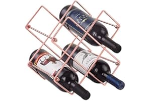 DESCONOCIDO Beihaoer - Estante de vino para encimera, soporte para 6 botellas de vino para almacenamiento de vino, estante de vino de metal independiente, estante de vino de mesa pequeño (rosa)