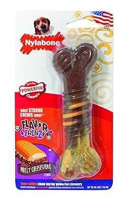 Nylabone Jouet Dentaire à Mâcher Résistant Dura Os Texturisé Goût Bœuf/Fromage pour les Chiens de Taille Moyenne Jusqu'à 16 kg