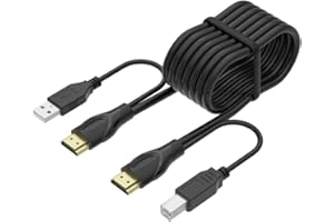 Yinker Cavo USB HDMI KVM da 1,8 m per interruttore HDMI KVM, integrato con HDMI USB A a HDMI USB B