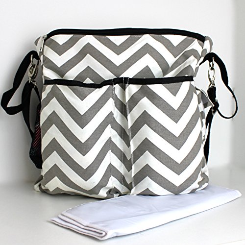 Large Chevron Pattern Stylish Nappy Bag With Changing Mat