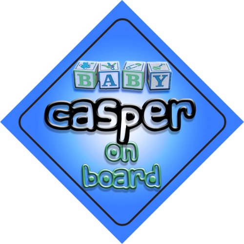 Baby Boy Casper on board novelty car sign gift / present for new child / newborn baby