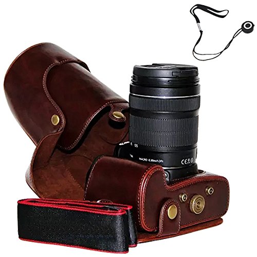 First2savvv XJPT-70D-10 brun fonc   PU cuir   tui housse appareil photo num  rique pour Canon EOS 70D 60D avec Lens 18-135mm 18-200mm 15-85mm 17-85mm   corde Lens