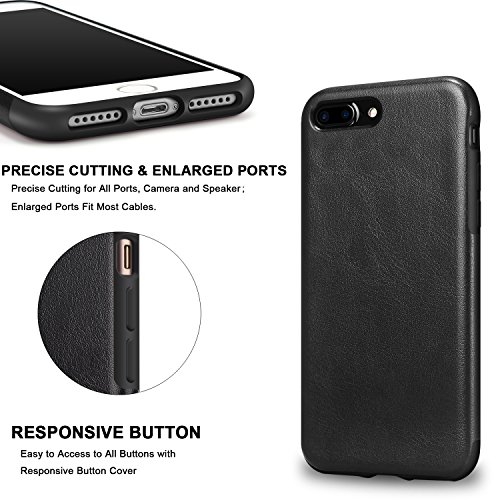 TENDLIN Funda iPhone 7 Plus Funda iPhone 8 Plus Cuero Silicona TPU H  brido Suave Carcasa para iPhone 7 Plus y iPhone 8 Plus  Negro 