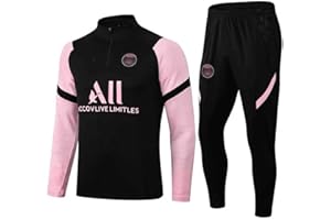 ERKIC JIEAGY Paris Jersey Tracksuit Training Long Sleeve Jacket Spring and Autumn Suit Jacket Soccer Uniform Custom PSG Men Women(XXL-XXLarge,Black Pink)
