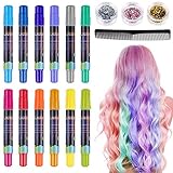 Cree rápidamente: use la tiza para el cabello LICTIN en cualquier momento y en cualquier lugar para brindarle un nuevo color de cabello. Este juego viene con 12 lapiceros temporarios vibrantes para el cabello y tres bolsas de color plateado, fucsia y oro. Para mayor comodidad, el kit viene con un peine, guantes e instrucciones de uso gratuitos.