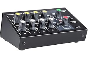 OXYCUTE summina Audio Sound Mixer,Ultra-compact Low Noise 8 Channels Metal Mono Stereo Audiomischpult with Power Adapter Cable