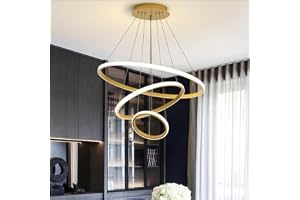 Desidiya® Modern Double 3-Ring LED Pendant Light Lamp - Warm White Acrylic Hanging Ceiling Pendant Light, Elegant Finish for Home & Living Spaces & Living Room Ceiling Light