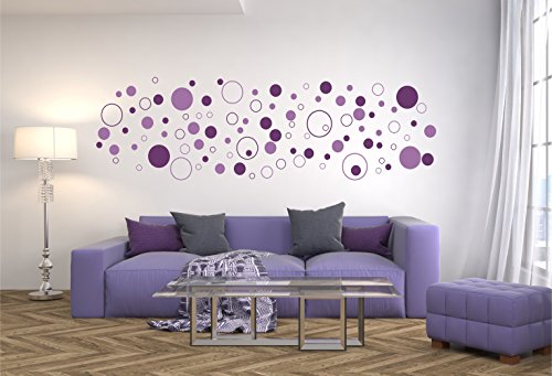 Wandtattoo 100 bunte Kreise – zweifarbig, dunkelgrau grau, anthrazit selbstklebend in Wunschfarben – Punkte, Dots, Wandaufkleber Wandtatoos Sticker Aufkleber für die Wand, Fensterbild, Tapetensticker, Türaufkleber, Tattoo aus Markenfolie – aus 32 Farben wählen - 7