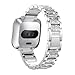 Produktbild iTerk für Fitbit Versa Bands, Edelstahl Metall Ersatz-Armband mit Strass Bling Verstellbar Armband Langlebig Silber Rose Gold Schwarz, Silber