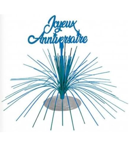 Centre De Table Joyeux Anniversaire Argenté 27cm - Décoration Fête, Gerbe D'Étincelles, Pied Stable - 3