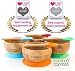 Baby Suction Bowl and Matching Spoon Set, Suction Stay Put Feeding Bowl, Natural Bamboo (Green)