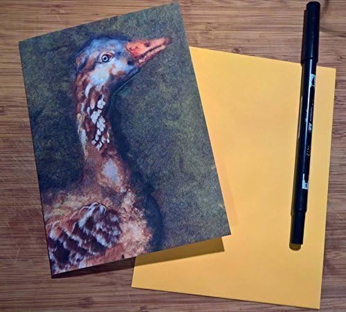 The goose - bird art print card. Blank greeting bird card. Textile artwork.