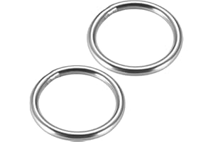 TOP-VIGOR 2Pcs Welded O-rings, 40mm Outer Dia 4mm Thickness Multi-Purpose 201 Stainless Steel O Rings, Smooth Strapping Welded Round Rings for Hardware Bags Ring Hand DIY Accessories and Dog Leas