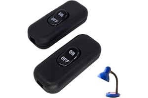 YOWFOND Lot de 2 interrupteurs à bascule en ligne - 6 A - 250 V - Pour câbles d'alimentation à 2 et 3 fils - Compatible avec les lampes électriques et les lampes de table - Noir