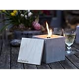 Beske-Betonfeuer mit 'Dauerdocht' | Größe 13x13x13 | Wiederbefüllbare Gartenfackel in zeitlosem, puristischem Design | 'Unendliche' Brenndauer durch umweltfreundliches Recycling von Kerzenwachs