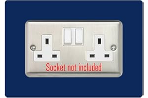 EWOLDS Double Socket Surround, Square Acrylic Back Panel Finger Plate, Decorative Frame for Neat and Tidy Finish, Font Colour:Navy