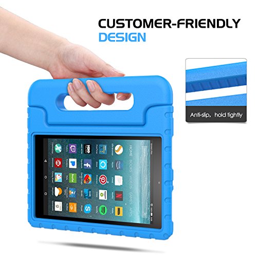 MoKo Hülle für All-New Amazon Fire 7 Tablet (7 Zoll – 7. Generation, 2017 Modell) – Superleicht EVA Stoßfest Kinderfreundlich Kinder Schutzhülle für das neue Fire 7 2017, Blau - 8