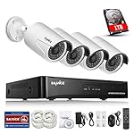 Sannce 4CH 960P HD PoE NVR Recorder+ 1TB Hard Drive w/ 4 1280*960P Weatherproof Night Vision Security Camera System, 1.30 Megapixel Hi-Resolution,  Power over Ethernet, Easy DIY Remote Access