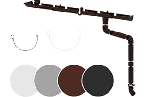 RAINWAY S Regenrinnen Komplettset (1 Dachseite) - PVC-U Kunststoff in 4 Farben, für Dachflächen < 100m² empfohlen (Set min. 8 Meter, braun) Dachrinne Gartenhaus Carport