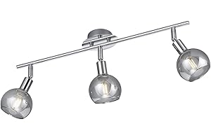 ‎RL LIVE YOUR LIGHT Reality Leuchten Spotbalken Brest R80593006, Metall Chrom, Glas smoke, exkl. 3x E14