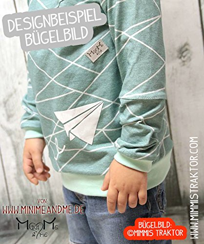 Mimmis Traktor® Bügelbild Papierflieger 8,5 cm x 6,7 cm WEISS - 2