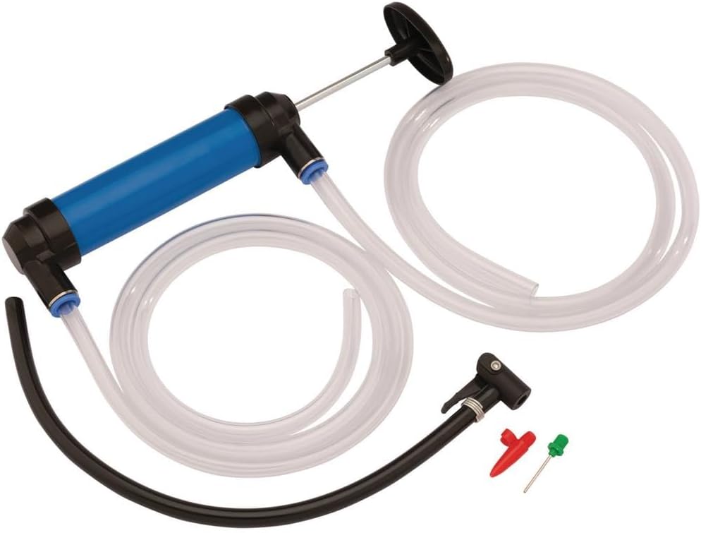 Draper Dual Purpose Air and Fluid Transfer Pump | Syphon Fuel Transfer Hand Pump | Oil Extractor Pump Syringe | 01082, Blue