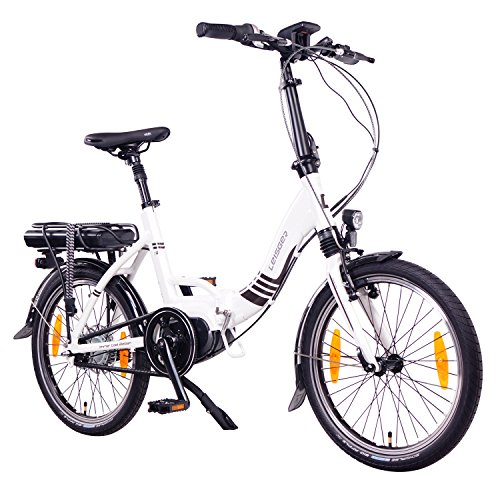 Leisger ® F4 20" Zoll Elektrofahrrad, E-Faltrad,Klappard, E-Bike, Pedelec, 36V 250W Li-Ion Akku mit 11Ah PANASONIC Zellen, Bafang MAX Display & Mittelmotor in glänzend weiß
