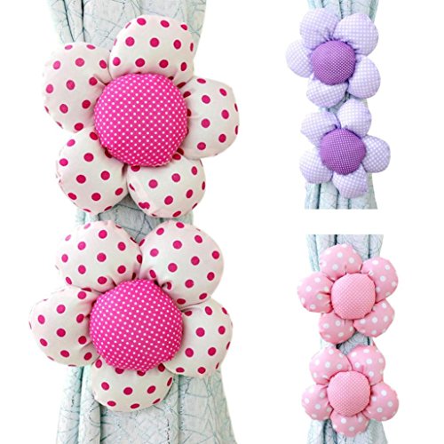 DDLBiz® 1 Paar Sonnenblumenfenster -Vorhang Buckle Decor (Pink) - 3