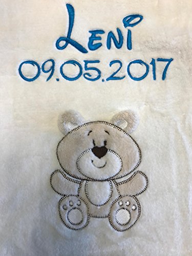 Babydecke bestickt mit Name und Geburtsdatum / kuschelig weich / 1A Qualität - 5