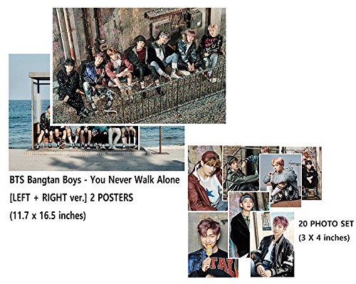 BTS bangtan Jungen – You Never Walk Alone [links + rechts Ver.] 2 Poster (29,7 x 41,9 cm) + 20 Foto Set (7,6 x 10,2 cm) + soltreebundle Kugelschreiber (schwarz)