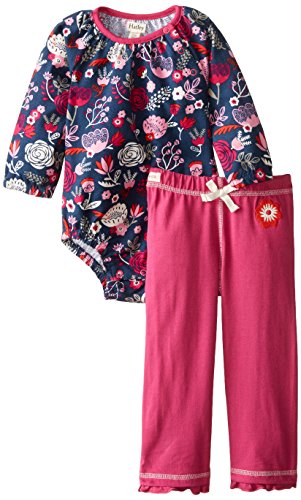 Hatley Baby-Girls Infant Onesie and Ruffle Legging Field Flowers Floral Clothing Set, Purple, 9-12 Months (Manufacturer Size:6-12 Months)