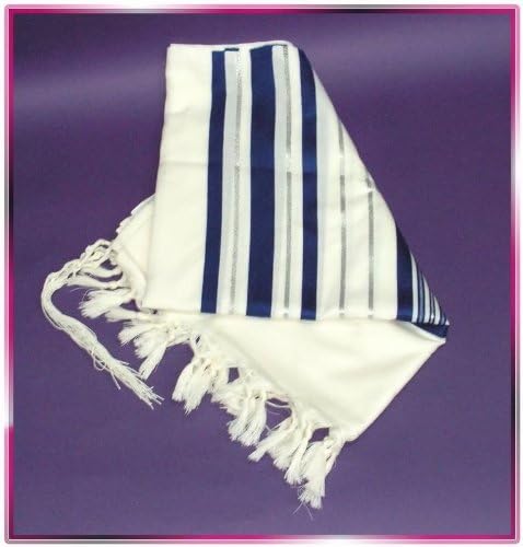 WOOL JEWISH BLUE-SILVER TALLIT TALIT PRAYER SHAWL S=50