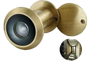 PAUZLE Door Viewer, Peephole with Rotating Privacy Cover, 220 Degree Wide View Angle Spy Hole Heavy Duty Solid Brass for 1-3/8" to 2-1/6" Doors for Home Office Hotel (Gold)