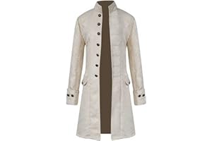 dhyuen Halloween Kostüme Herren Mittelalter Gothic Jacke Gehrock Renaissance viktorianische Retro Hof Frack Mantel Steampunk Piraten Vampir Cosplay Kostüme Smoking für Karneval Fashing