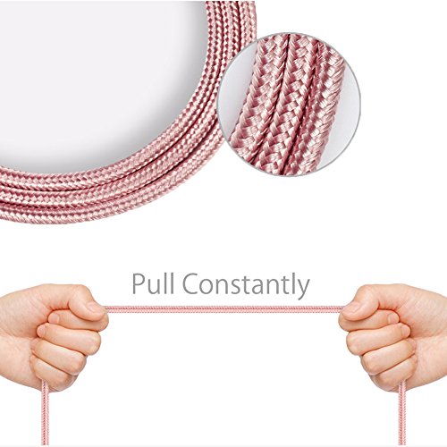 2 in 1 Nylon Ladekabel, JUYUAN-EU 1m kabel Nylon umflochtenes Micro auf Type C USB Ladegerät für Samsung S5 S6 S7 Und the new MacBook, ChromeBook Pixel, Nexus 5X, Nexus 6P, Nokia N1 Tablet, OnePlus 2 und andere USB-C-Geräte Rosa - 6