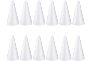 Happyyami 12pcs Coni di Schiuma Artigianale per Alberi Cono di Schiuma di Polistirene Bianc per Artigianato Fai da Te Albero di Natale Decorazione per Le Feste 15cm