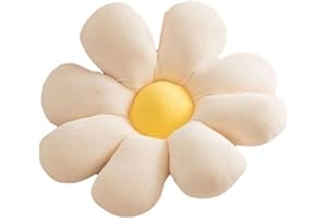 NATUREMAN Flower Floor Pillow Daisy Flower Shape Cushion Cute Seating Pad Plush Chair Cushion Throw Pillow Home Decoration for Girls Women a Reading, Bed Room, or Watching TV (white yellow heart, 38cm)