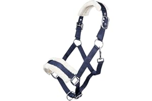 HKM 11796 - Cavezza Bischofshofen, imbottitura in peluche, cavezza cavallo, blu scuro, purosangue
