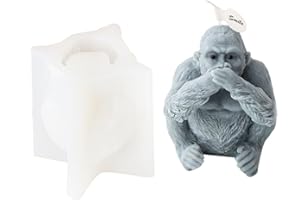 Xidmold 3D Gorilla Candle Mould Animal Gorilla Silicone Mold for Fondant, Epoxy Resin, Soy Wax Candle, Soap, Plaster, DIY Crafts (B)