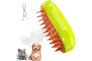 AIMAKE Cepillo de vapor para gatos, 3 en 1, cepillo de vapor para gato, cepillo para el aseo de los gatos, peine masajeador multifuncional en spray para gatos a vapor recargable (verde)