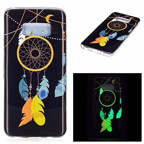 Galaxy S8 Luminous Case, BONROY® Fluorescent Effect Night Glow In The Dark Transparent Ultra-Thin Soft Gel TPU Silicone Bumper Case Stylish Unique Colourful Printed Pattern Design Anti-Scratch Shock Absorption Protective Case Cover for Samsung Galaxy S8 - Feather wind chimes