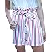 Produktbild Damen Mode Gestreifte Bleistiftrock Button Hohe Taille Mini Röcke mit Bandage Mädchen Casual Sommerrock Kurz Tanzrock Frauen Elegant Dessous Strand Rock (Rosa, XL)