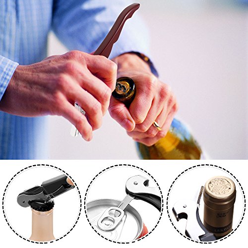 Korkenzieher Weinöffner Set 2, MAXIN Edelstahl Drei-in-One Flaschenöffner, Korkenzieher und Folienschneider für Sommeliers, Kellner und Barkeeper. - 5