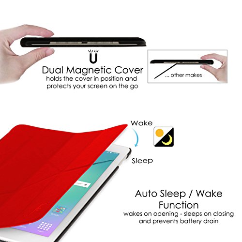 Forefront Cases® Neue Origami Hülle Tasche Case Cover für Samsung Galaxy Tab S2 9.7 T810N – Rundum-Geräteschutz und intelligente Auto-Sleep-Wake-Funktion – inkl. Eingabestift und Displayschutz - 6