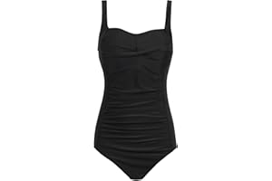 Aidotop Womens One Piece Swimsuit Tummy Control Swimwear with Retro Ruched Monokini Bathing Suits