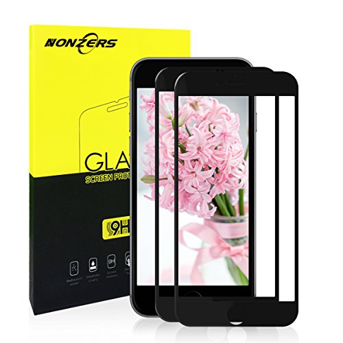 NONZERS 2-Unidades Protetor de Pantalla para iPhone 8Plus iPhone 7Plus, Protector de Cristal Vidrio Templado,9H Dureza,Alta Definición,3D Touch Compatibles,Resistente a Golpes,Arañazos(Negro)